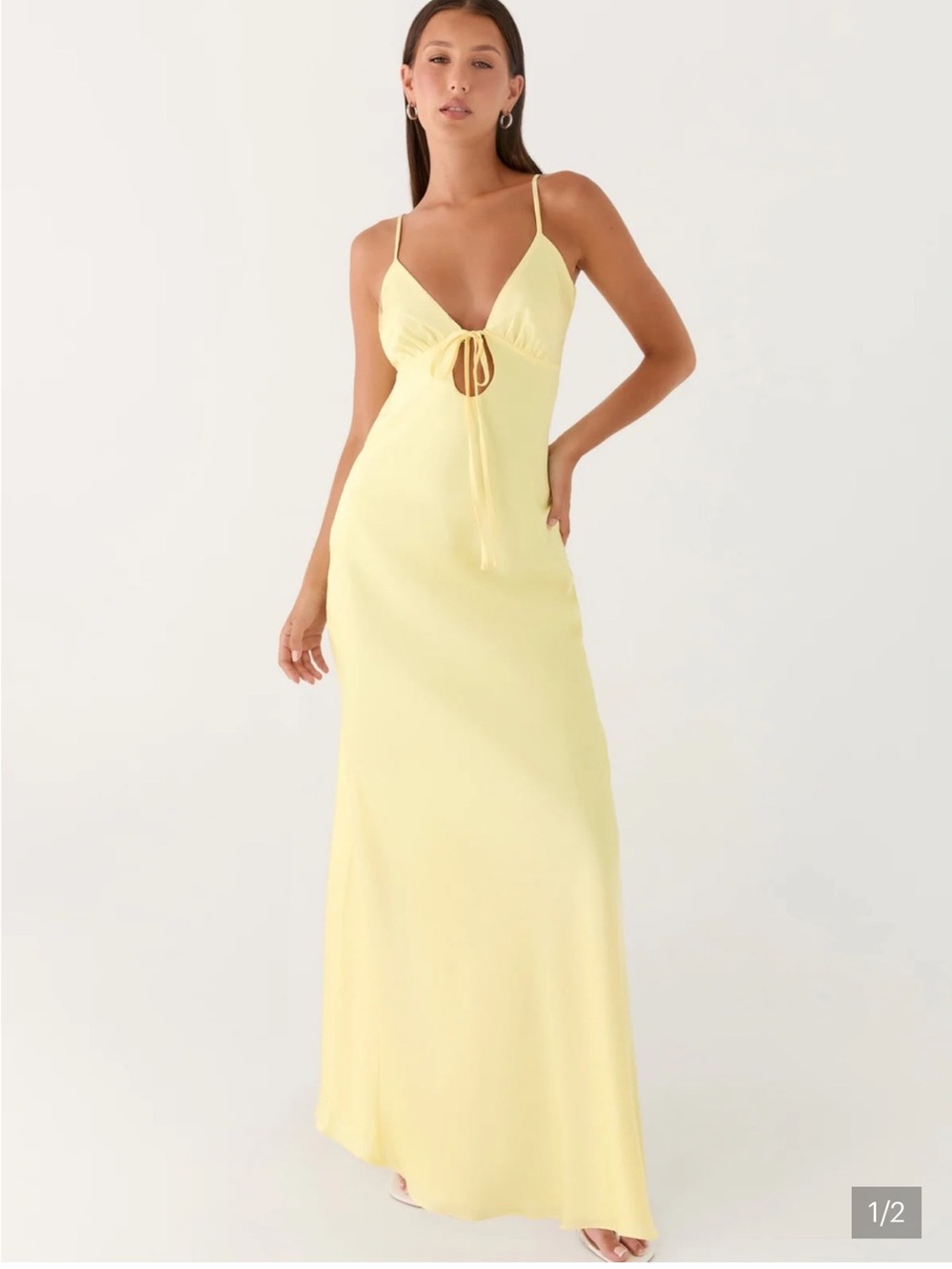 Peppermayo Flora Satin Maxi Dress - Lemon